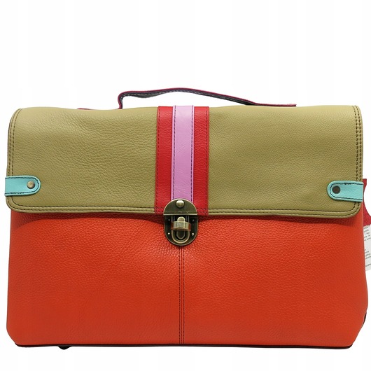 Aktówka skórzana mieści A4 nóżki ochronne elegancka stylowa OLIVKA