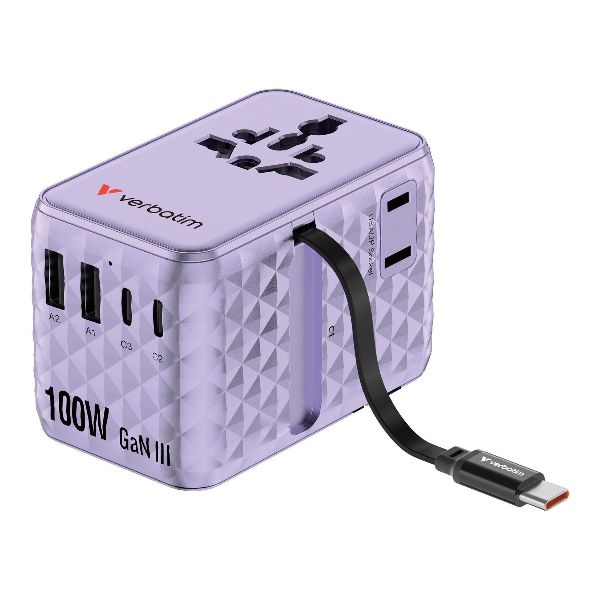 Adapter podróżny Verbatim Charge 'n' Travel GaN III globalny 1xUSB-C PD 3.0 30193