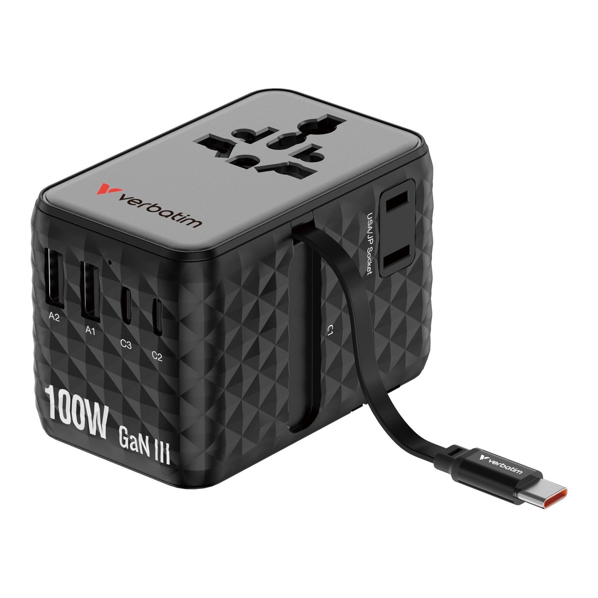 Adapter podróżny Verbatim Charge 'n' Travel GaN III globalny 1xUSB-C PD 3.0 30191