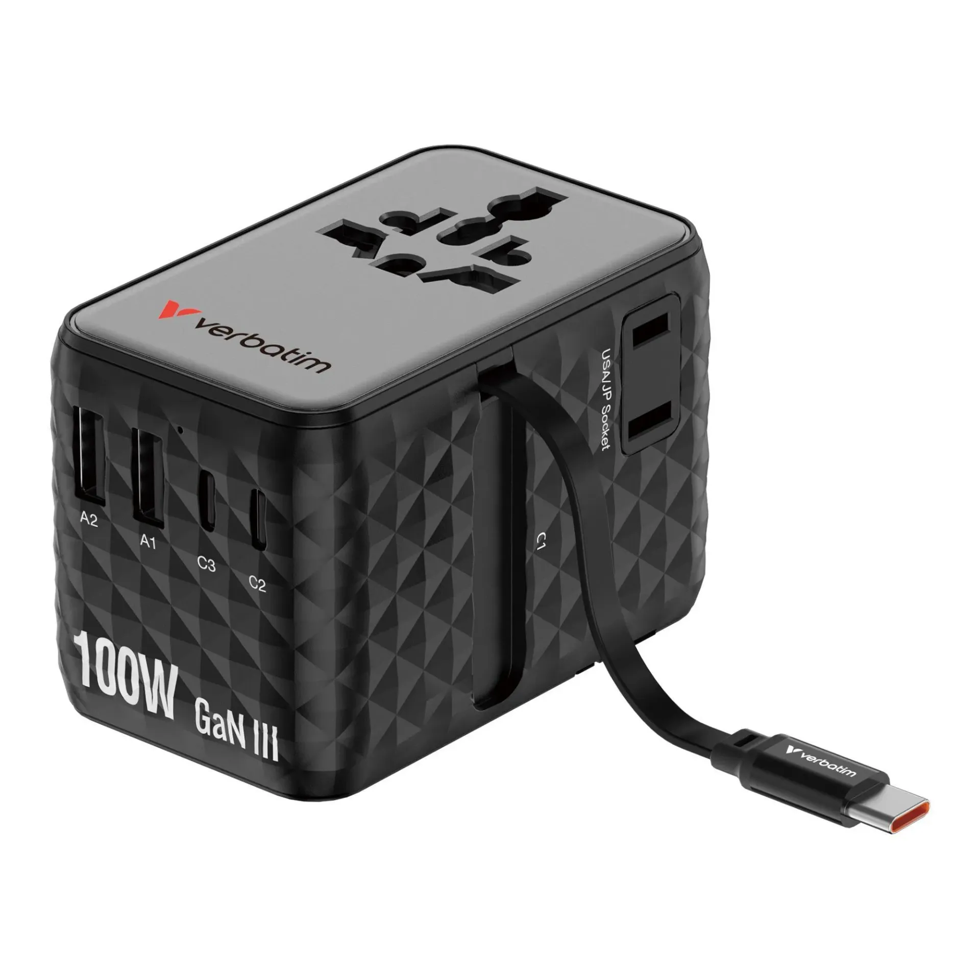 Adapter podróżny Verbatim Charge 'n' Travel GaN III globalny 1xUSB-C PD 3.0 30191