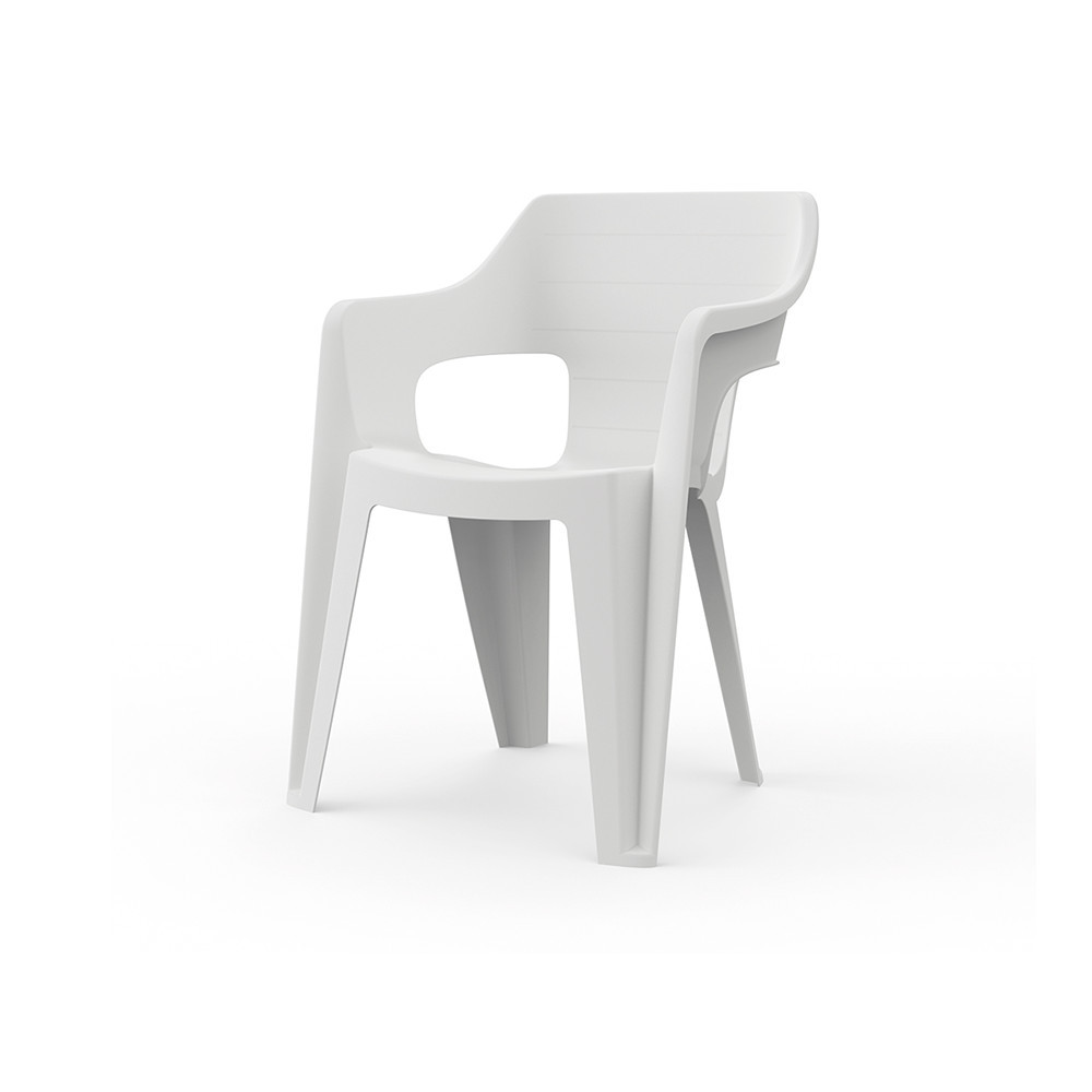 Curver Plastikowe krzesło ogrodowe Bilboa Iowback z podłokietnikiem białe