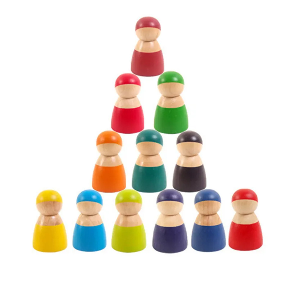 12 kolorowych przyjaciół - drewniane figurki Montessori