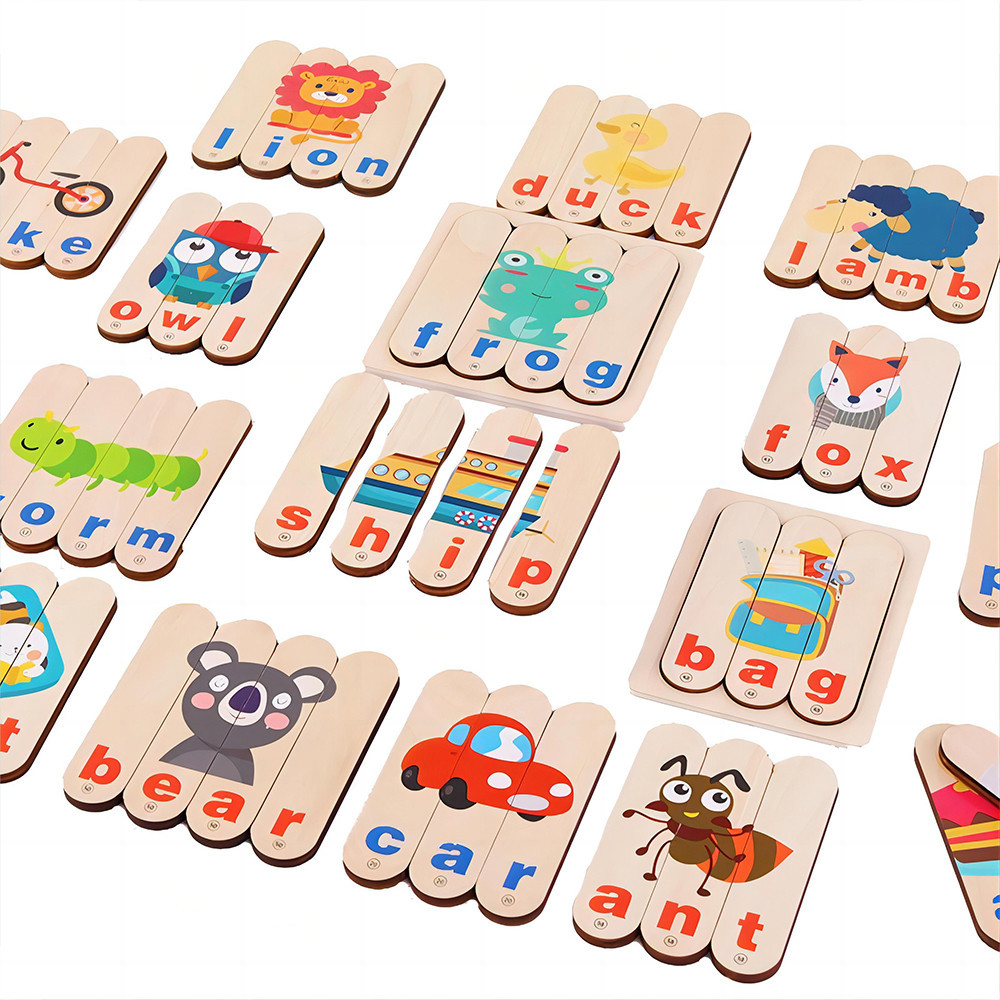 Drewniana gra edukacyjna do nauki angielskiego