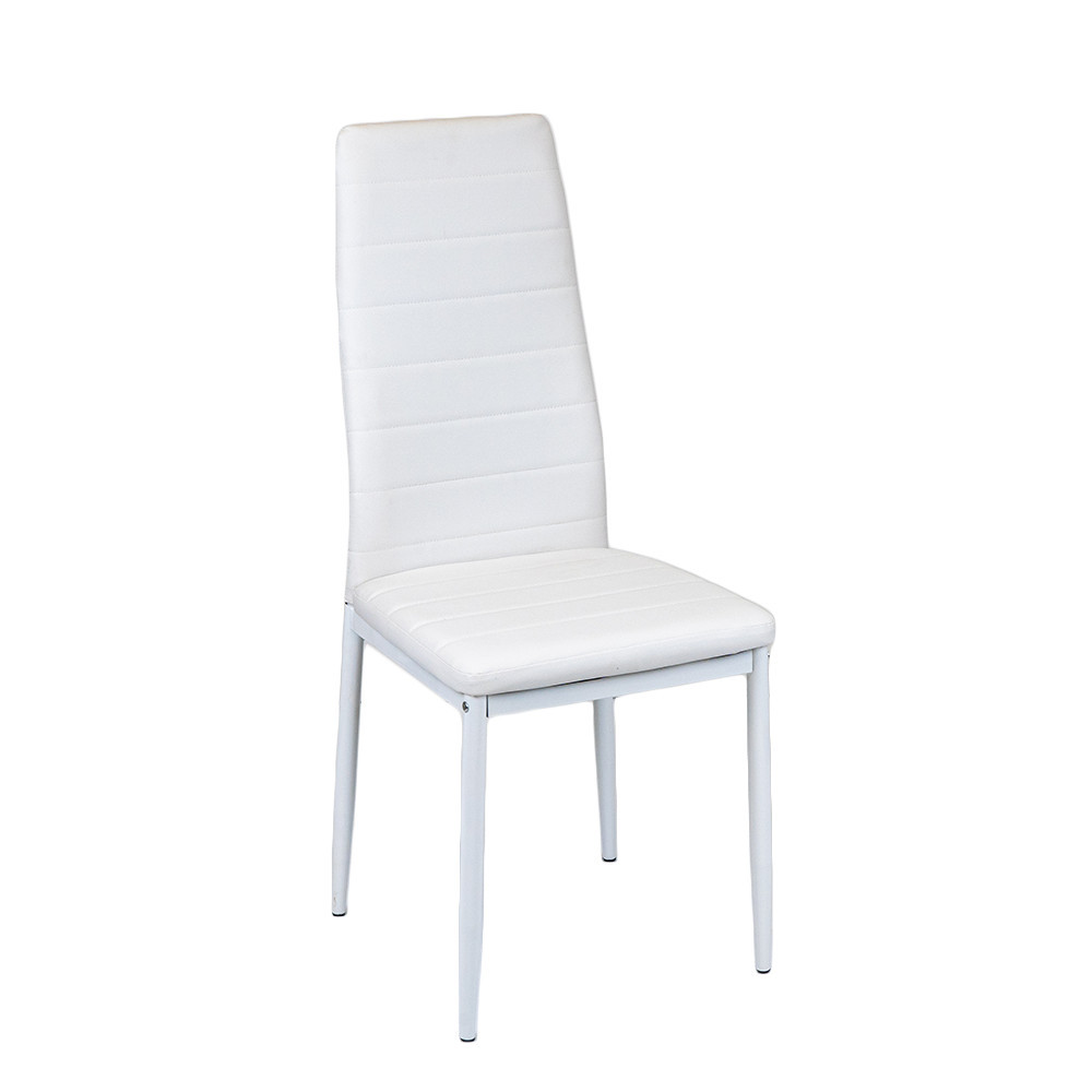 Krzesło do jadalni Tino NOVA biała skóra tekstylna + metal - biały