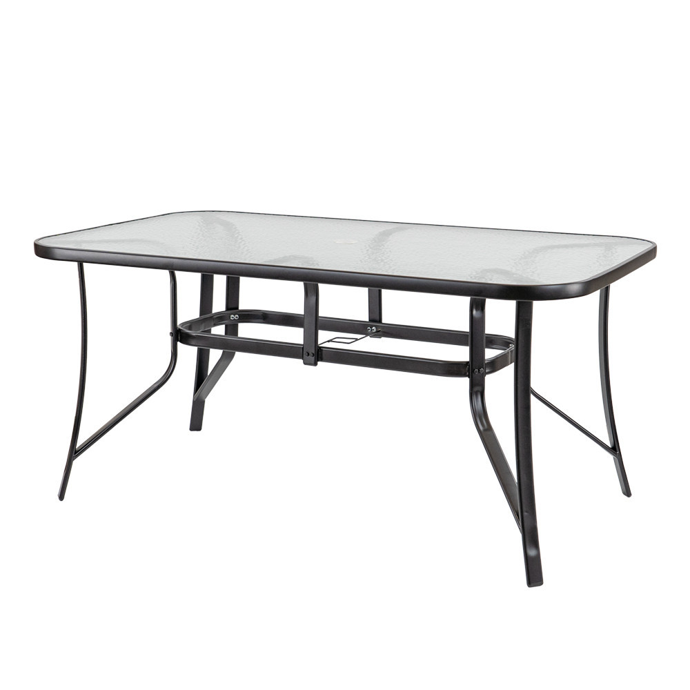 Leziter Szklany stół ogrodowy Canillo z metalową ramą czarny