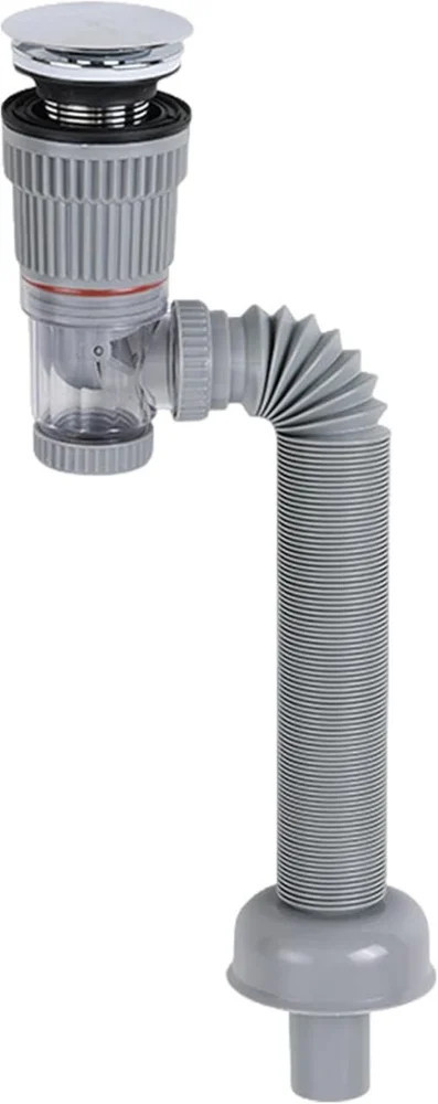 Leziter Odpływ Click-Lacquer do zwykłej umywalki z syfonem z elastycznym wężem