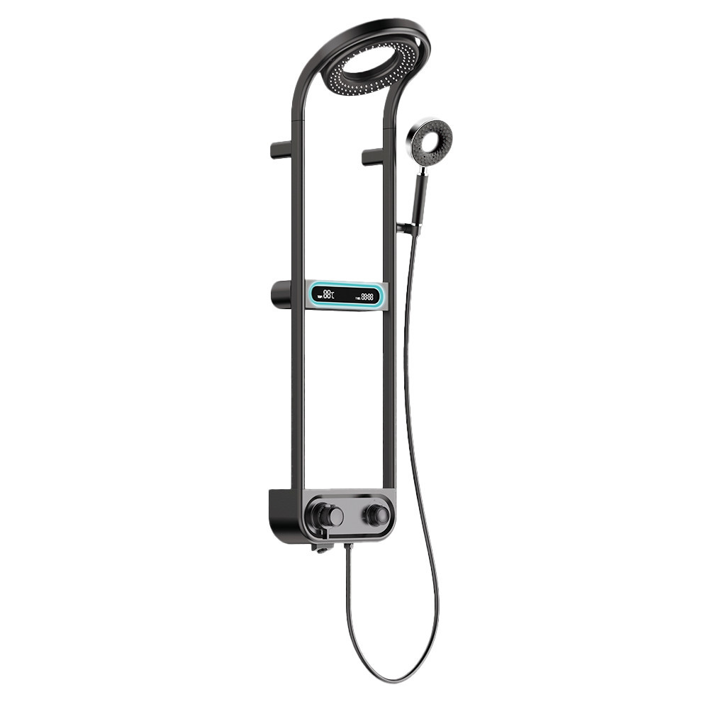 Leziter Cyfrowy zestaw prysznicowy Tropic z baterią termostatyczną czarny