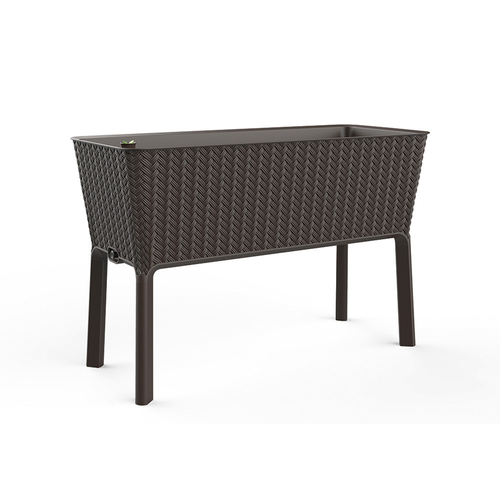 Curver Splendor podniesiona plastikowa sadzarka ogrodowa 120l wiklinowa rattanowa whisky brązowa