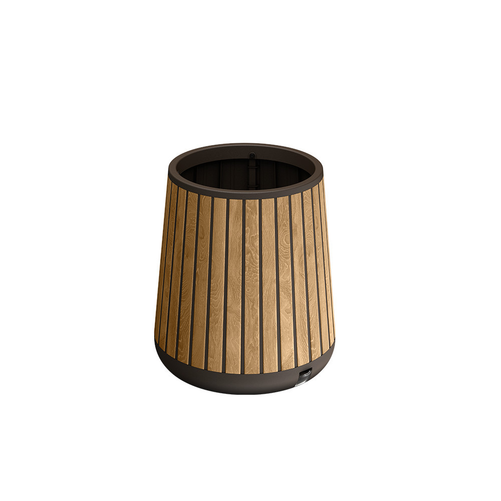 Curver Cylindryczny plastikowy pojemnik na kwiaty Deco 81 L orzech włoski