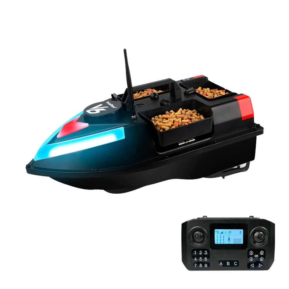 Leziter Feeder boat V6 GPS 3 zbiorniki tylne i boczne z czarną obudową