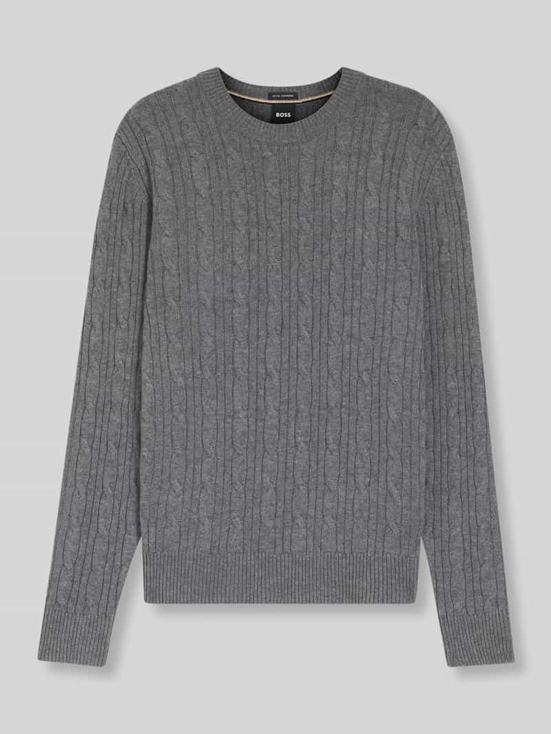 Sweter z dzianiny o kroju regular fit z mieszanki żywej wełny i kaszmiru model ‘HETICO’