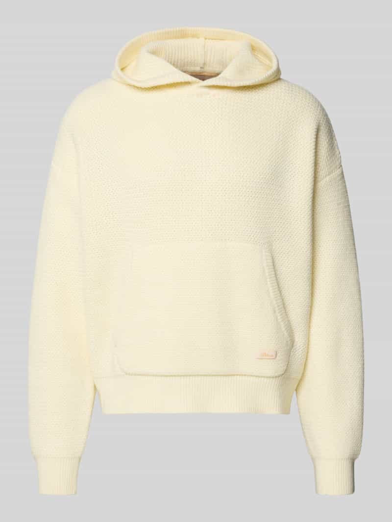 Sweter z dzianiny z kapturem i kieszenią kangurką model ‘Script’