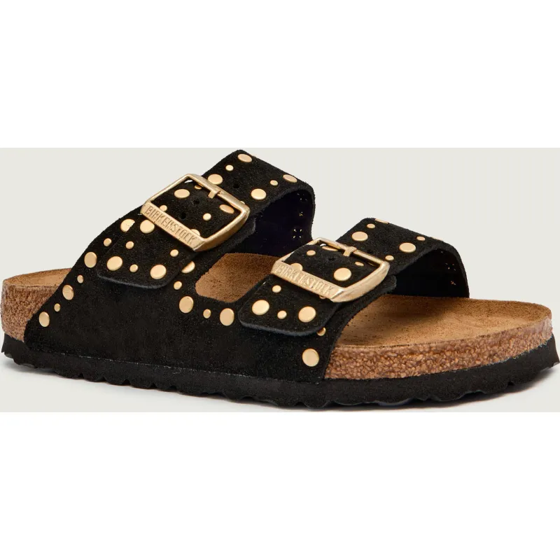 Birkenstock Skórzane klapki Arizona Rivet Border | narrow fit