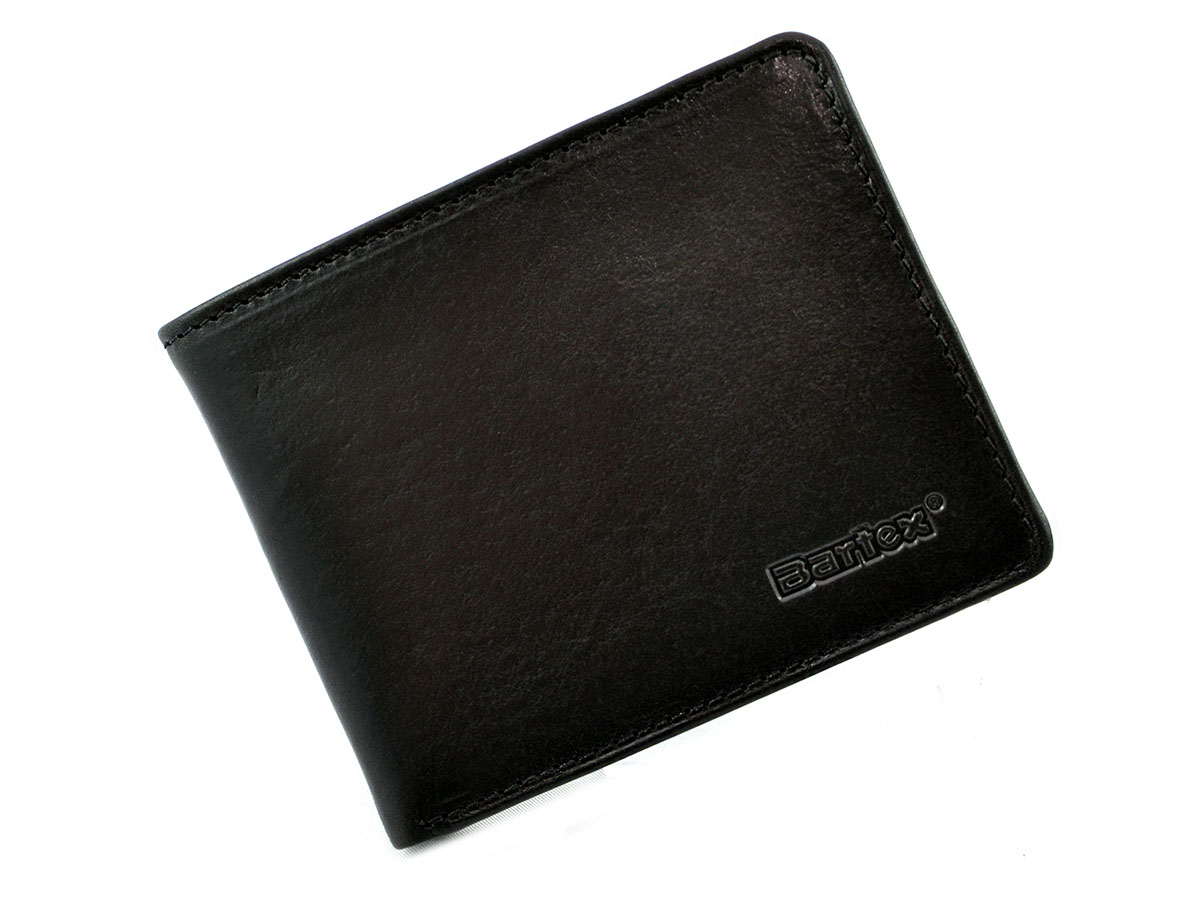 BARTEX 1007M skórzany portfel męski czarny Slim 1007M