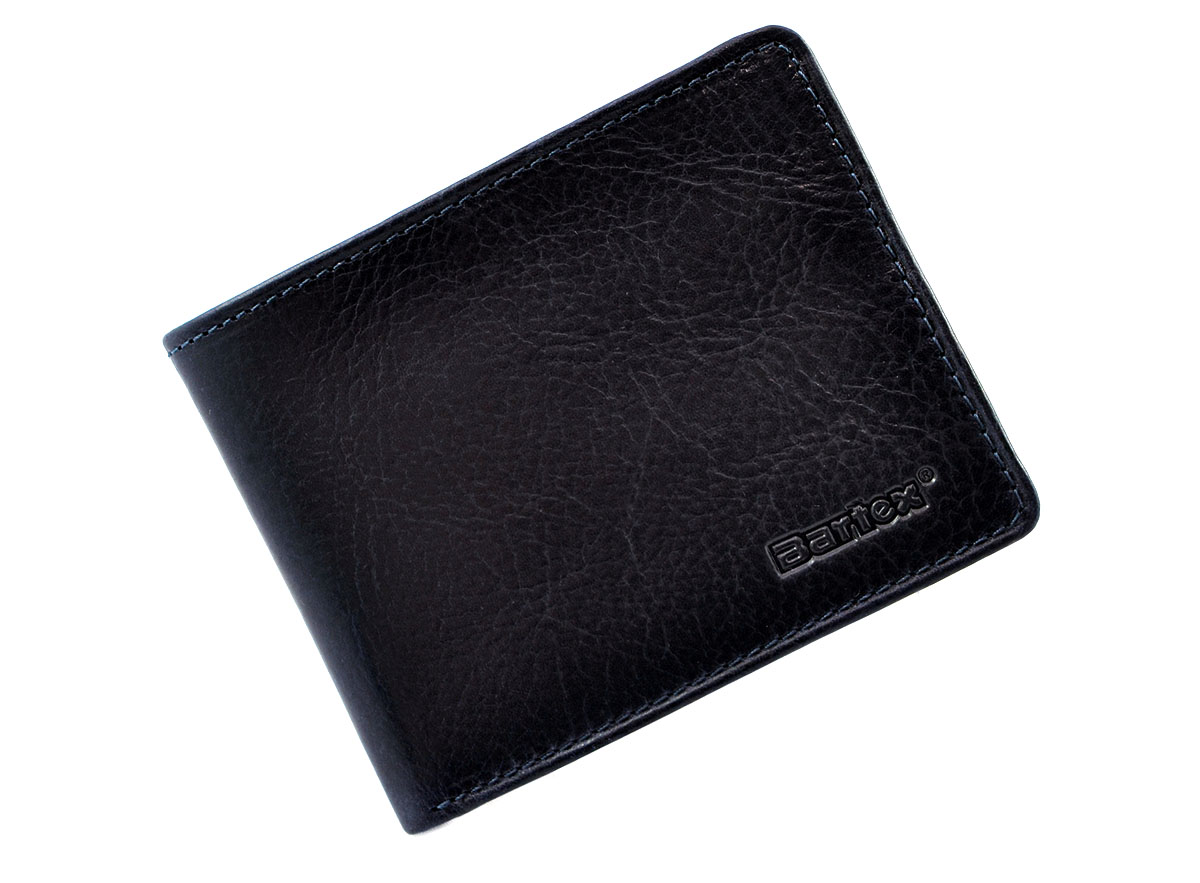 BARTEX 1007M skórzany portfel męski granatowy Slim 1007M