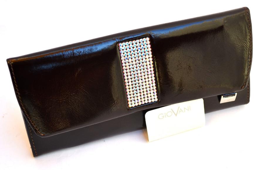 CV 160 skórzany portfel z kamieniami swarovski brąz CV 160