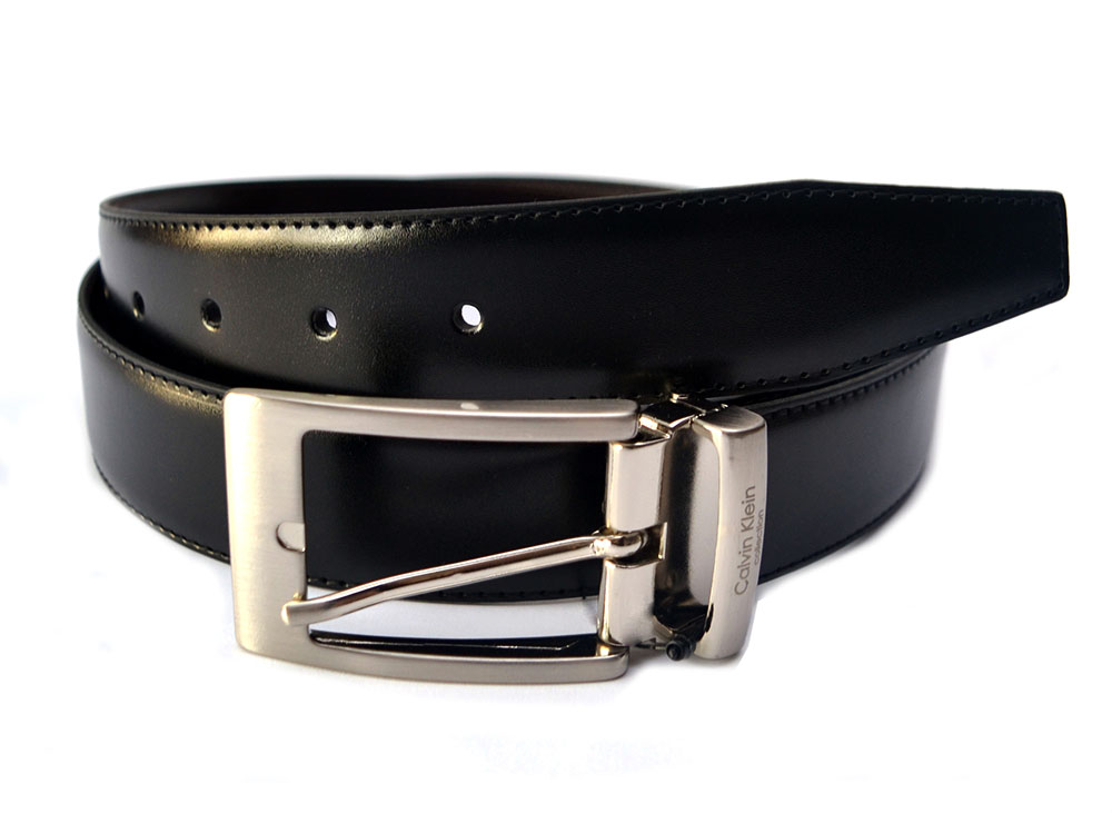 Skórzany pasek męski CALVIN KLEIN czarny klasyczna klamra