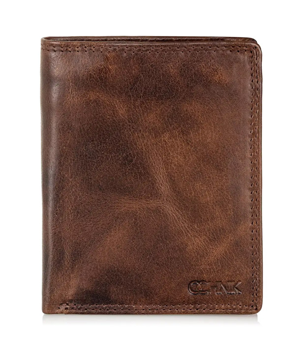 OCHNIK PORMS-0466-89 brązowy portfel męski skórzany vintage „Stara Ameryka#8221; z kieszenią na monety