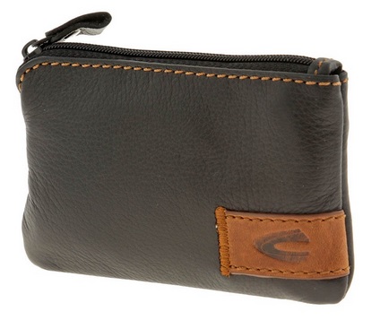 Camel Active 128-701-60 – czarne skórzane etui na klucze z łańcuszkiem