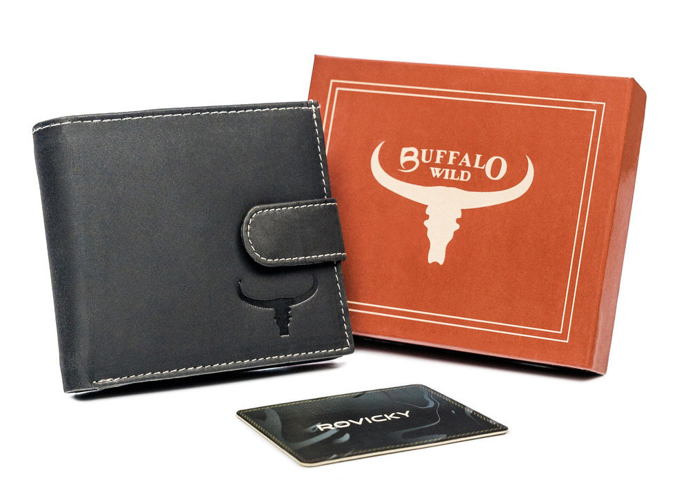 WILD BUFFALO skórzany porfel męski RM-01L-BAW-T czarny RM-01L-BAW-T