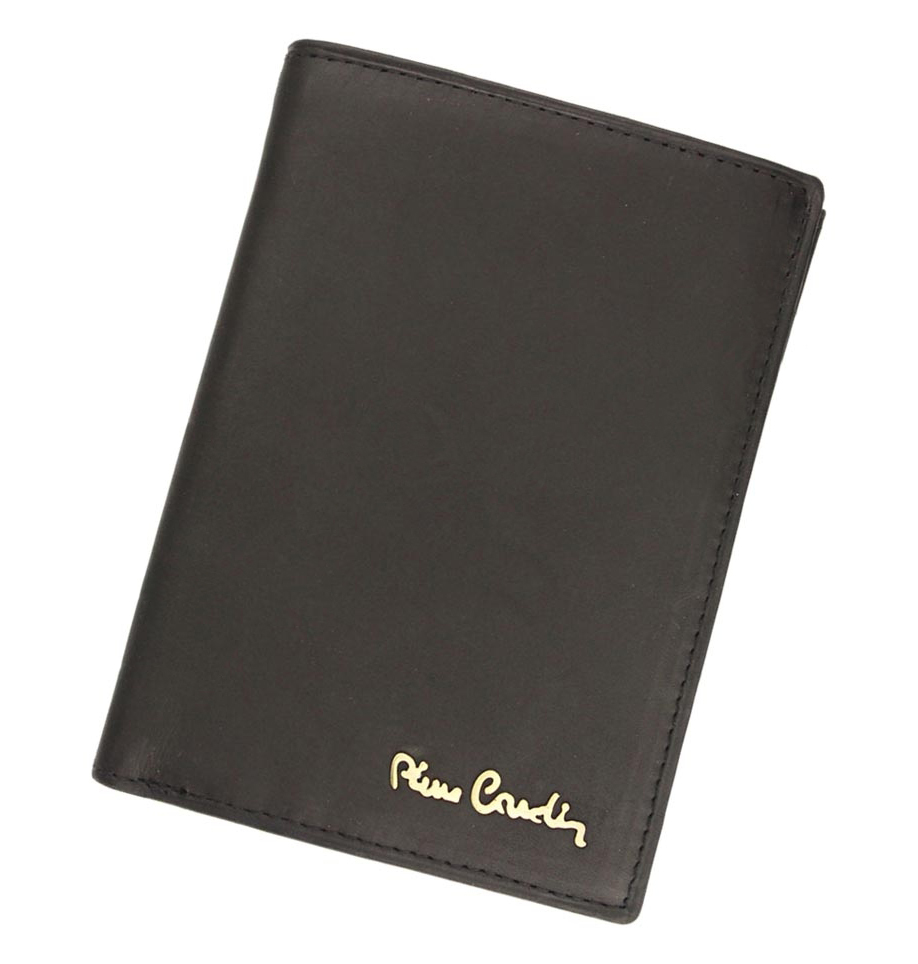 PIERRE CARDIN skórzany portfel męski 326 MAR czarny mat -Ochrona RFID 326