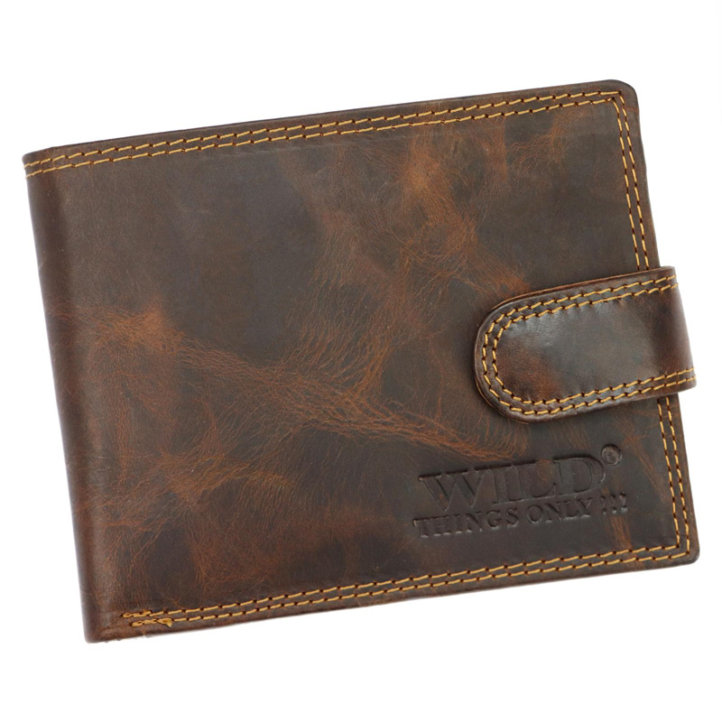 WILD skórzany porfel męski 5602B brąz skóra 