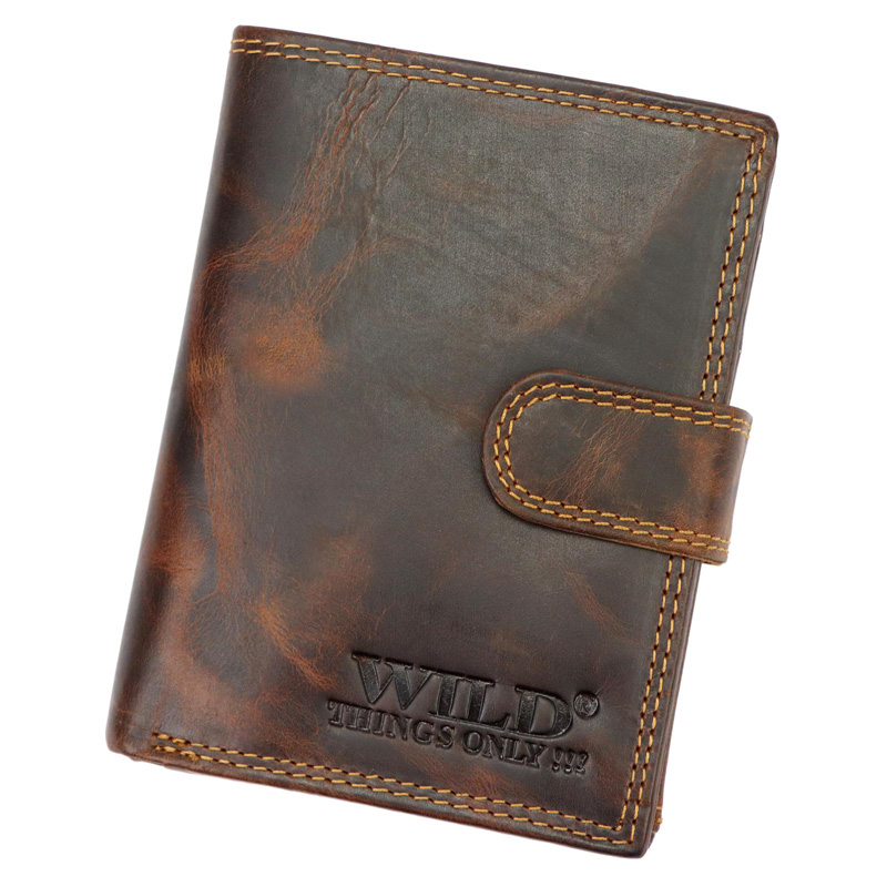 WILD skórzany porfel męski 5601B brąz 5601B CR.HUNTER