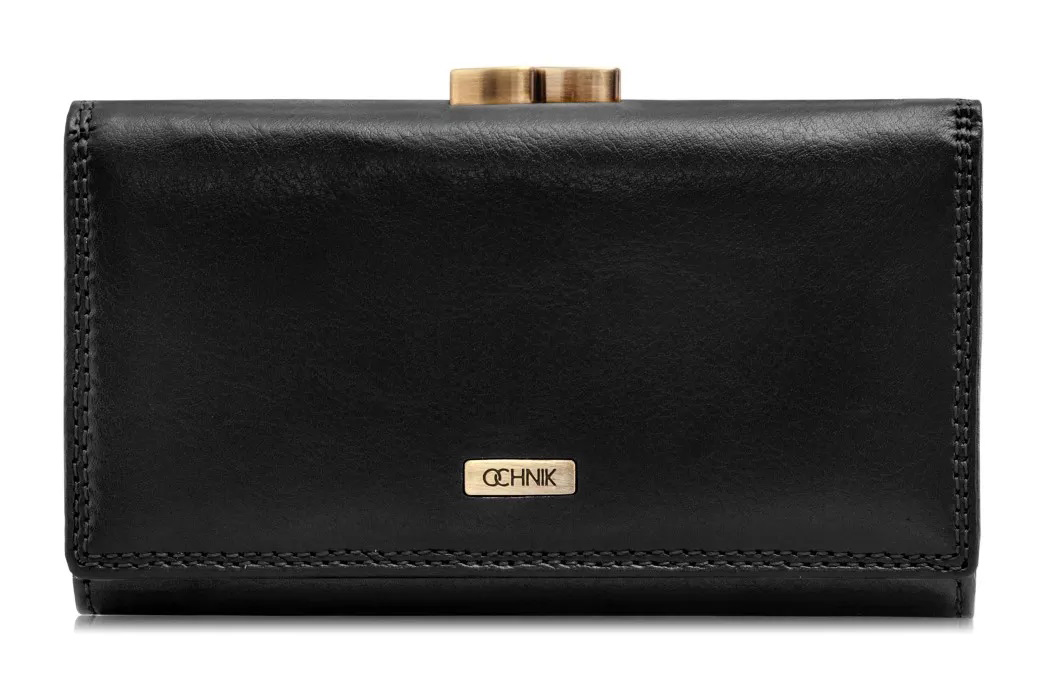 OCHNIK SL-128-99 skórzany portfel damski – klasyka w czerni SL-128-99
