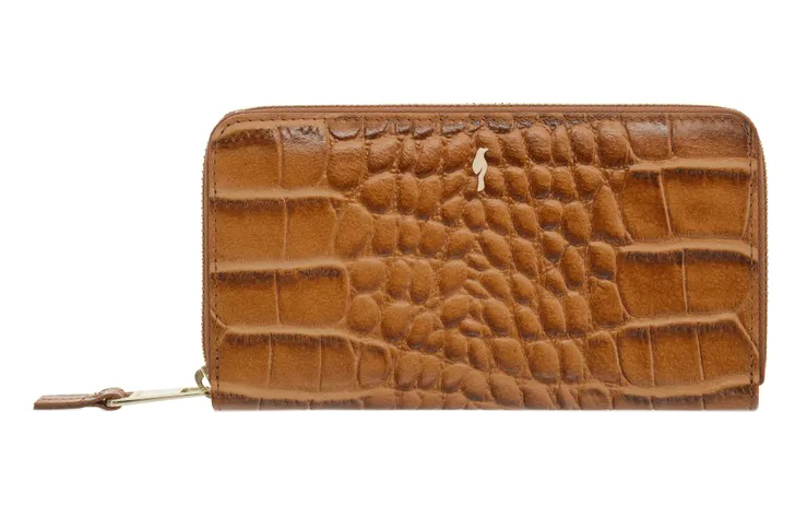 OCHNIK PORES-0517 — luksusowy portfel damski z tłoczeniem croco i suwakiem PORES-0517-87(Z20)