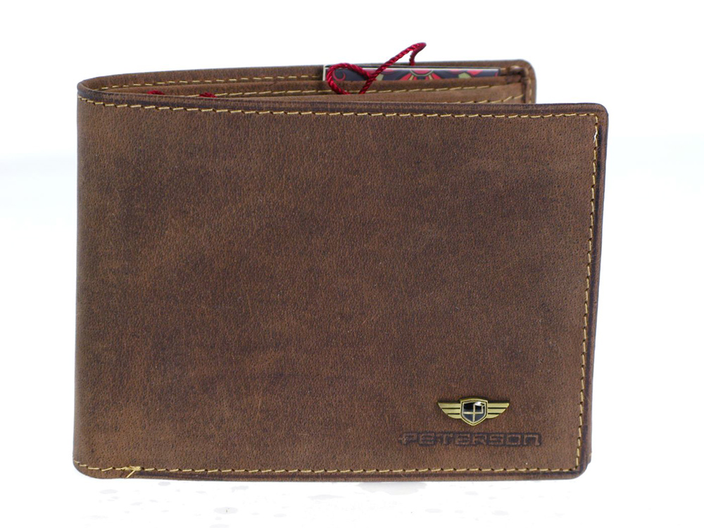 PETERSON RW304-nubuk skórzany portfel męski RFID brązowy RW304-nubuk RFID
