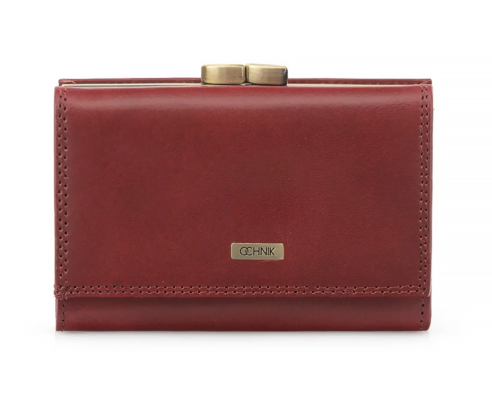 OCHNIK PL-189-41 czerwony skórzany portfel damski z biglem i zatrzaskiem PL-189-41
