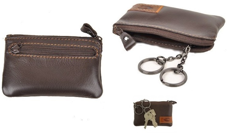 Camel Active 128-701-20 – brązowe skórzane etui na klucze z łańcuszkiem