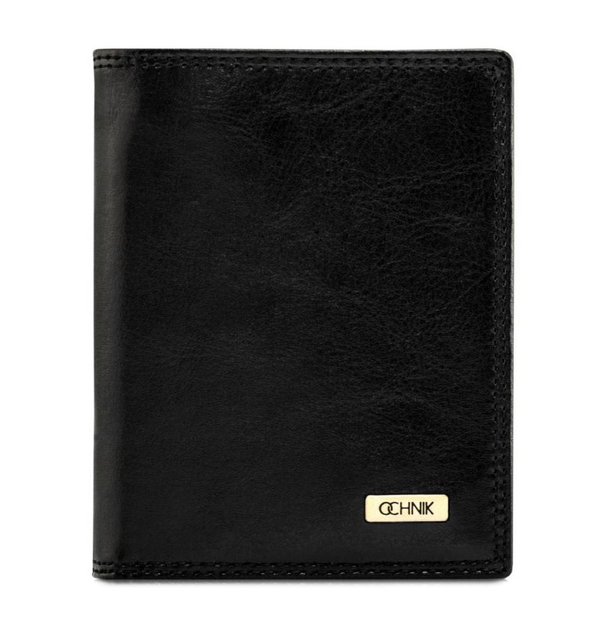 OCHNIK SL-120-99 czarny mały portfel męski skórzany super slim z kieszenią na monety
