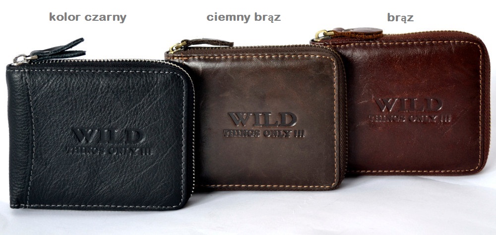 WILD skórzany portfel na suwak 702