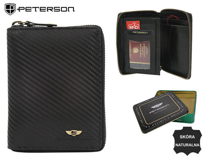 PETERSON PORTFELNA SUWAKI SKÓRZANY 340 czarny 340