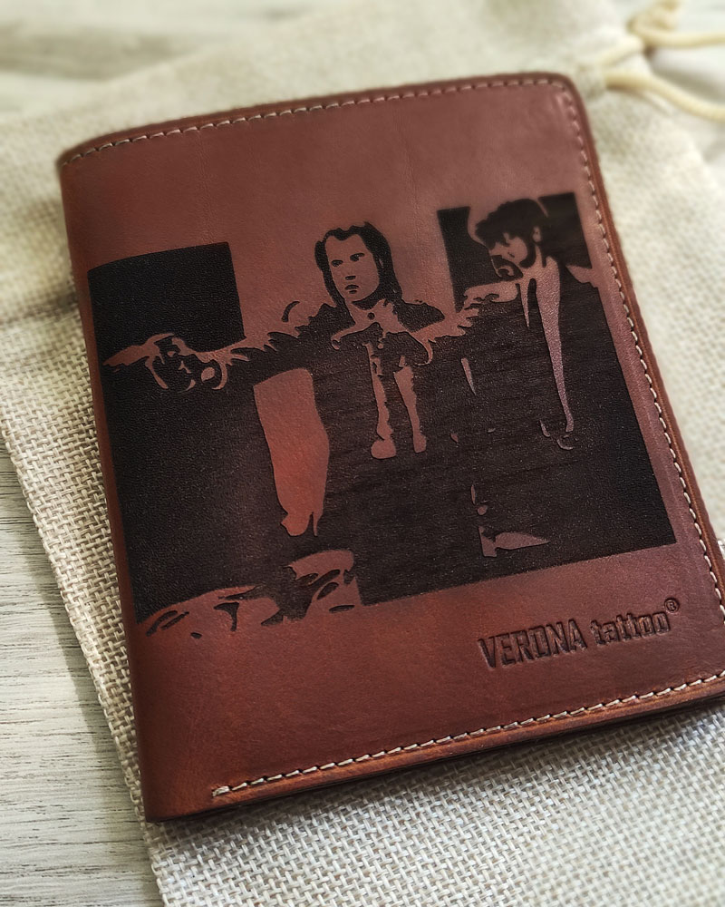VERONA Tattoo skórzany portfel męski 348M z tatuażem Pulp Fiction 348M
