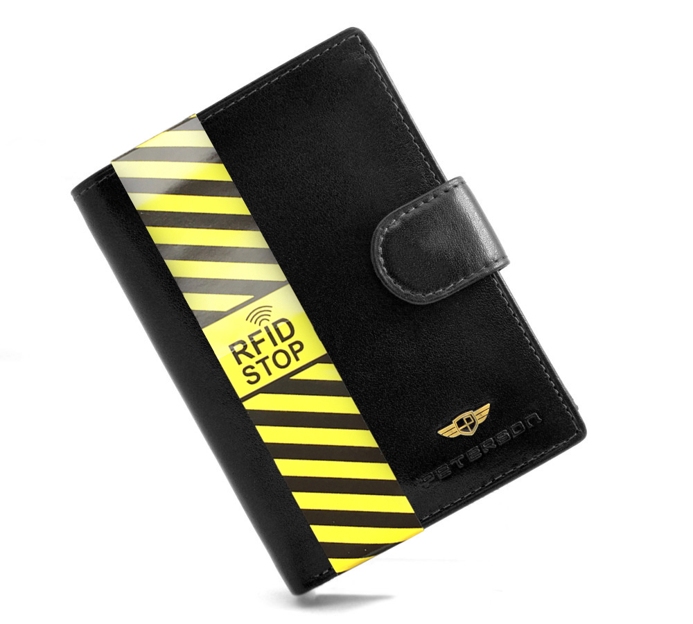 PETERSON PORTFEL MĘSKI SKÓRZANY 317-z czarny STOP RFID 317-z