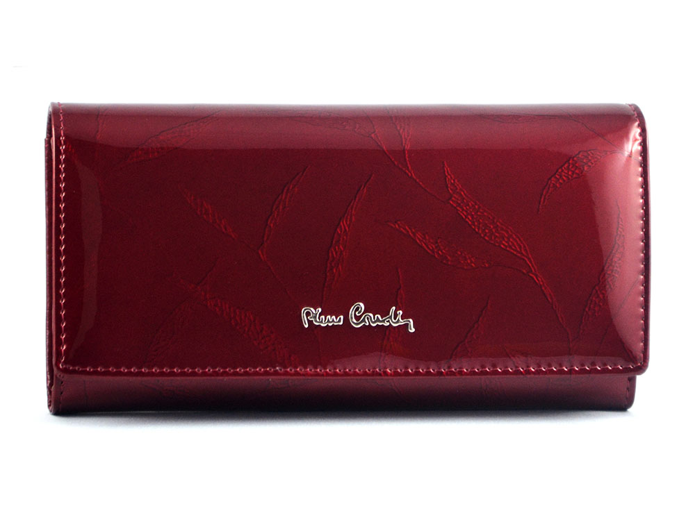 damski portfel skóra lakierowana czerwony PIERRE CARDIN LEAF 100 na bigiel LEAF 100