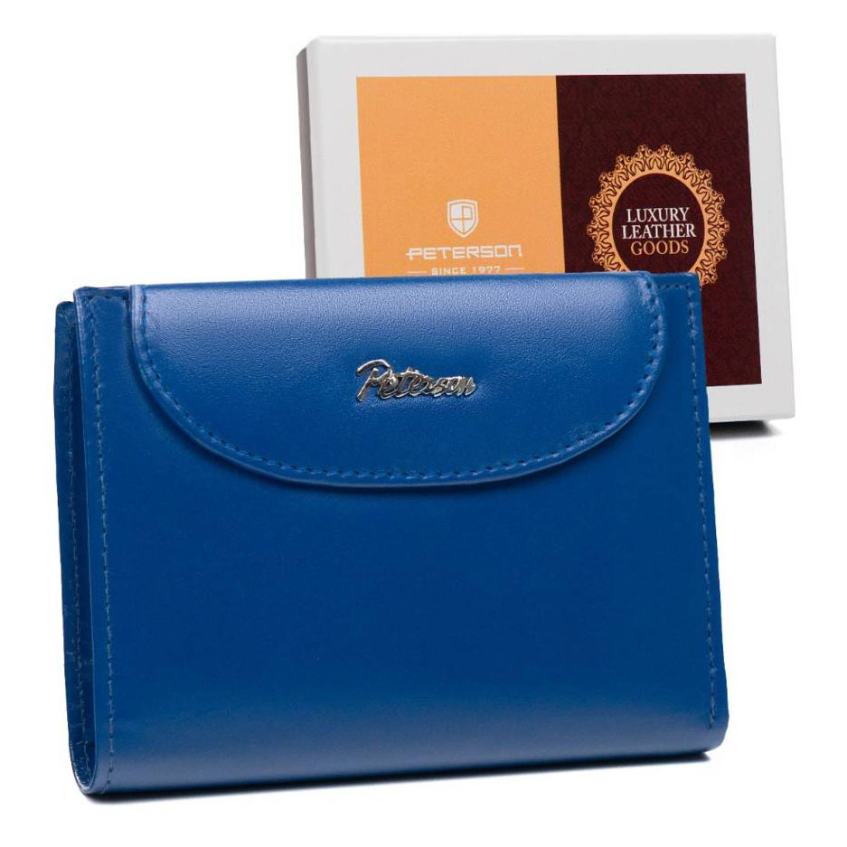 PETERSON skórzany portfel damski RFID RD-357 PTN RD-357-MCL-M Blue