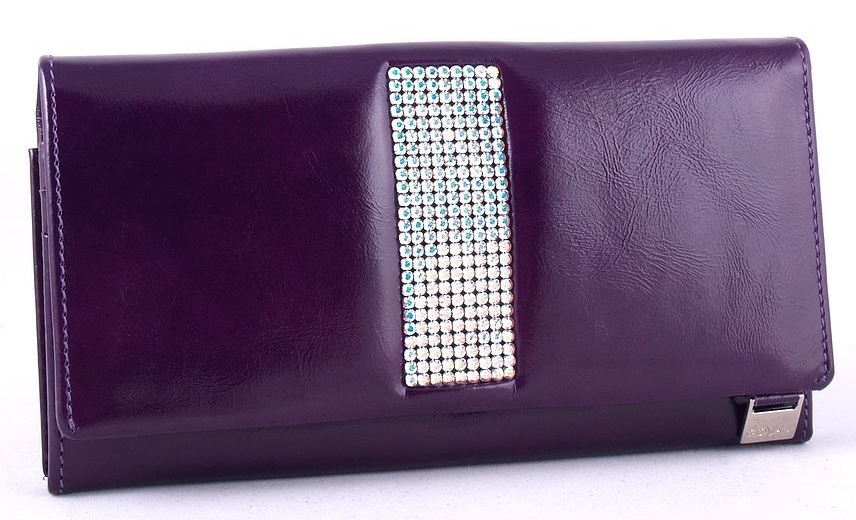 CV 140 Swarovski kolekcja Giovani skórzany portfel damski fioletowy CV 140