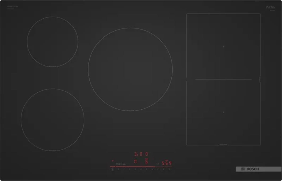 Bosch Serie 6 PVW81CHB1E płyta kuchenna Czarny Wbudowany 80 cm Płyta indukcyjna strefowa 5 stref(y)