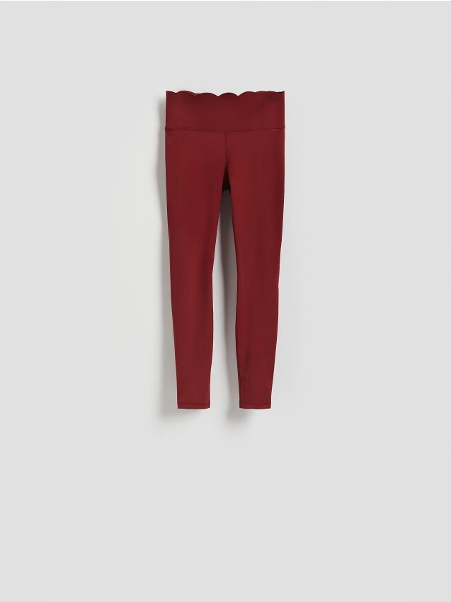 Reserved - Legginsy z ozdobnym wykończeniem - burgundowy