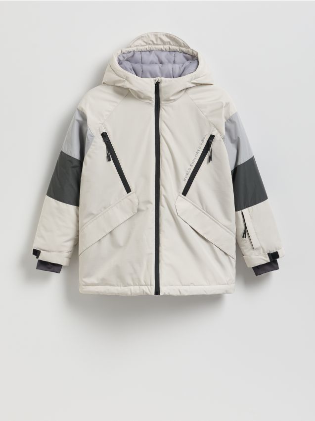 Reserved - Ocieplana kurtka z kapturem - jasnoszary