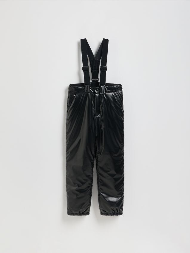 Reserved - Ocieplane spodnie na szelkach - czarny