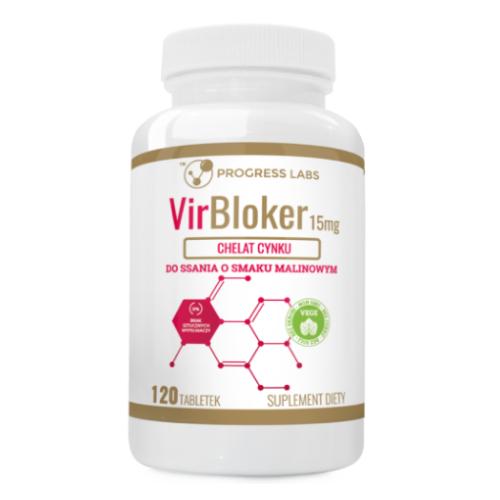 Progress Labs Virbloker Chelat cynku 15 mg smak malinowy, 120 tabl. do ssania