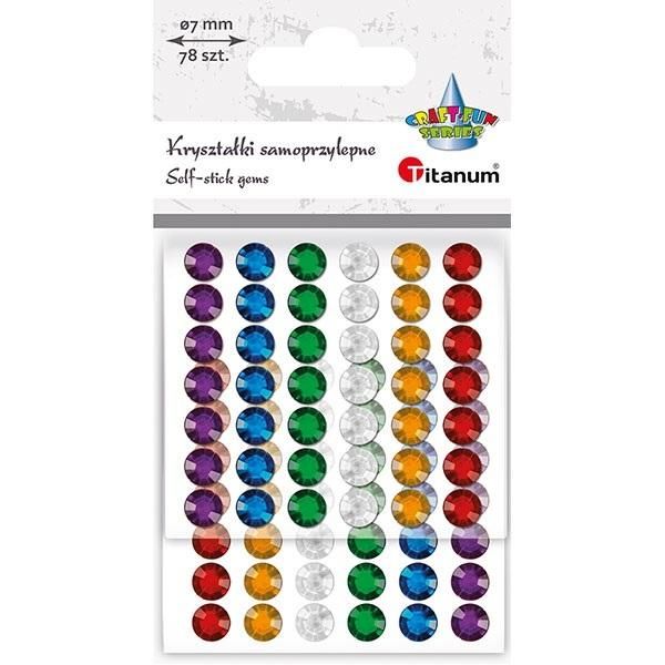 Kryształki samoprzylepne okrągłe 7mm 78 szt mix