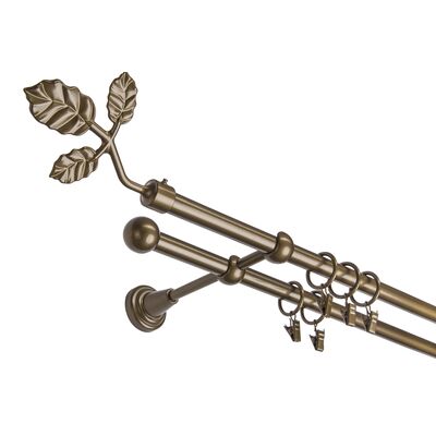 Karnisz podwójny 16 mm złoty antyk II 160 cm Listek żabka