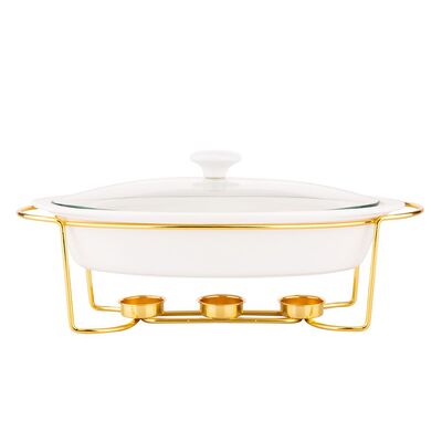 Naczynie do serwowania owalne 1,4 l na podgrzewaczu w kolorze złotym Regular