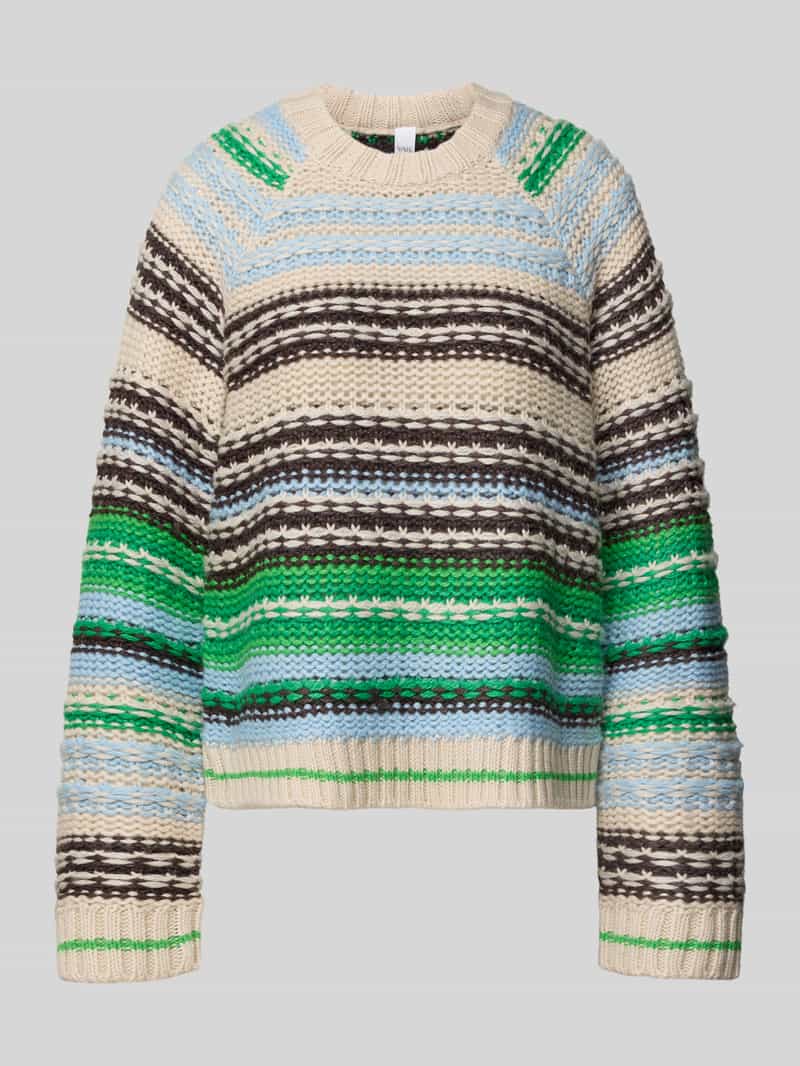 Sweter z dzianiny z okrągłym dekoltem model ‘BIBI’