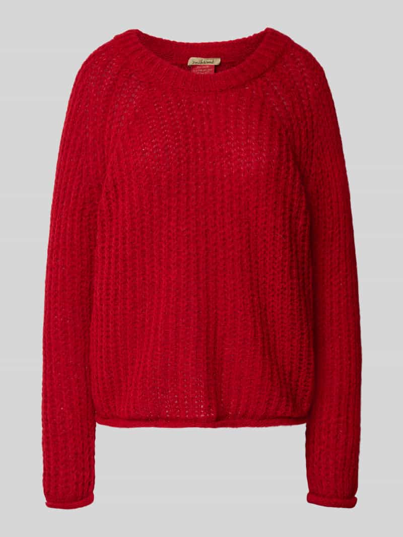 Sweter z dzianiny z okrągłym dekoltem i golfem